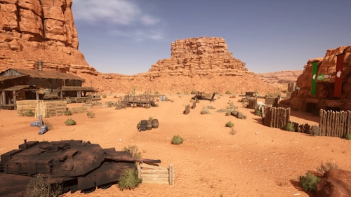 Scenario paintball map inspired by a wild west desert environment