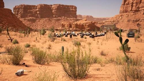 Scenario paintball map combining SupAir elements with open combat areas